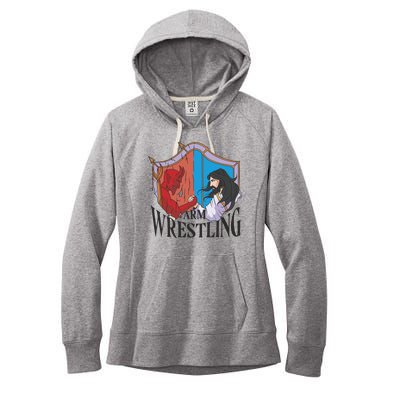 Jesus And Devil Arm Wrestling Women's Fleece Hoodie