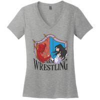 Jesus And Devil Arm Wrestling Women's V-Neck T-Shirt