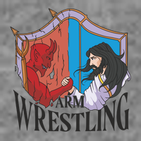 Jesus And Devil Arm Wrestling Women's V-Neck T-Shirt
