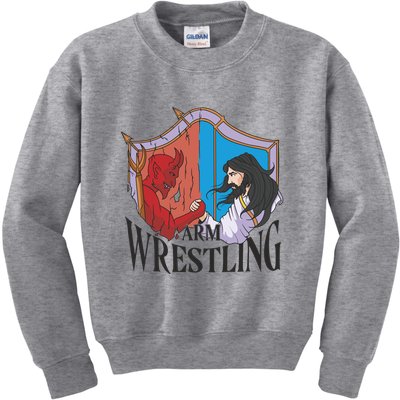 Jesus And Devil Arm Wrestling Kids Sweatshirt