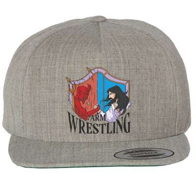 Jesus And Devil Arm Wrestling Wool Snapback Cap