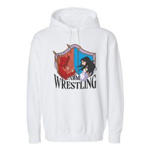 Jesus And Devil Arm Wrestling Garment-Dyed Fleece Hoodie