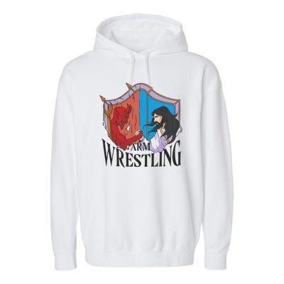 Jesus And Devil Arm Wrestling Garment-Dyed Fleece Hoodie