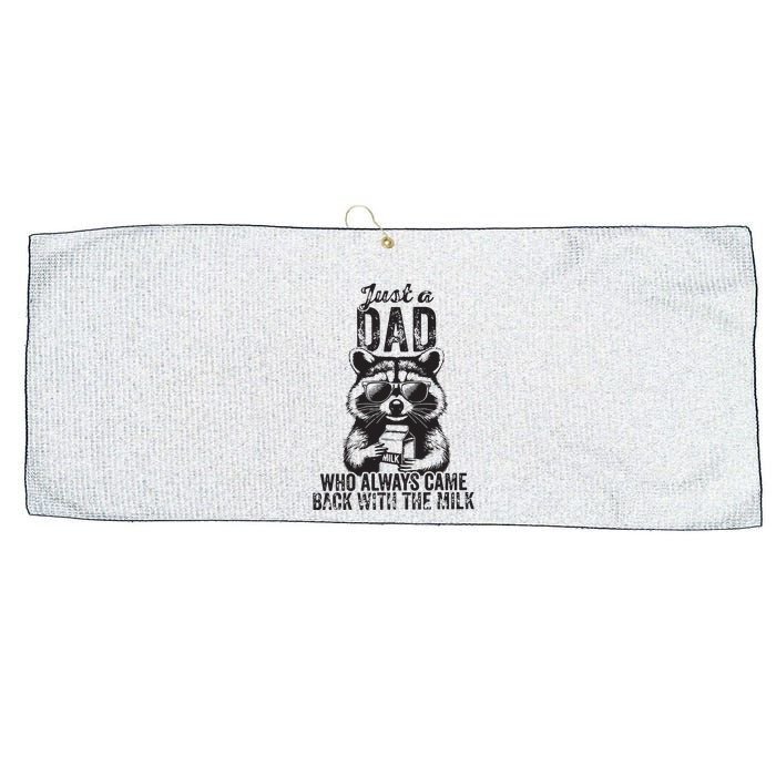 Just A Dad Who Always Came Back With The Milk Large Microfiber Waffle Golf Towel