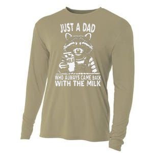 Just A Dad Who Always Came Back With The Milk Funny FatherS Cooling Performance Long Sleeve Crew