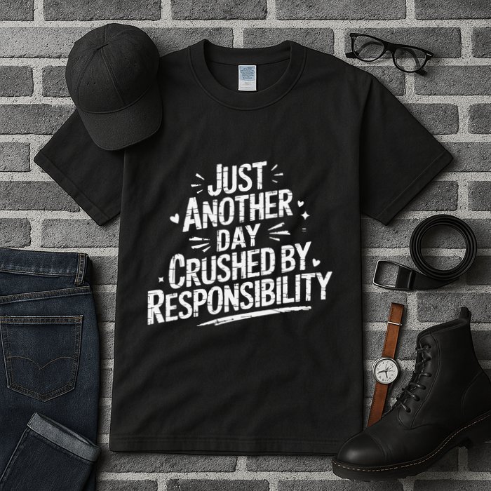 Just Another Day Crushed By Responsibility Funny Sarcastic Tall T-Shirt