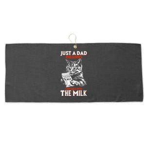 Just A Dad Who Always Came Back With The Milk Cat Theme Large Microfiber Waffle Golf Towel