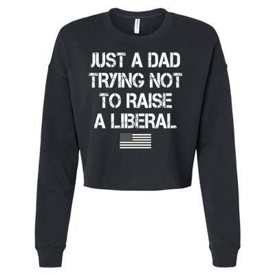Just A Dad Trying Not To Raise A Liberal Father's Day Cropped Pullover Crew