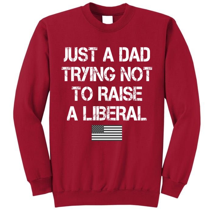 Just A Dad Trying Not To Raise A Liberal Father's Day Tall Sweatshirt