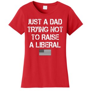 Just A Dad Trying Not To Raise A Liberal Father's Day Women's T-Shirt