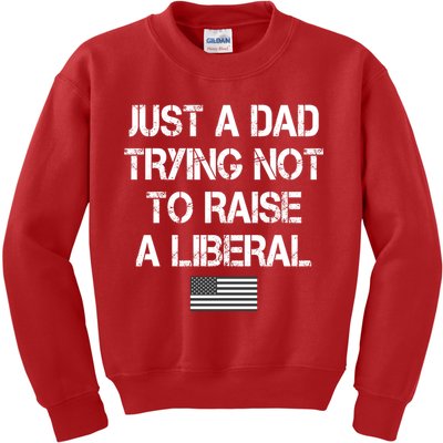 Just A Dad Trying Not To Raise A Liberal Father's Day Kids Sweatshirt