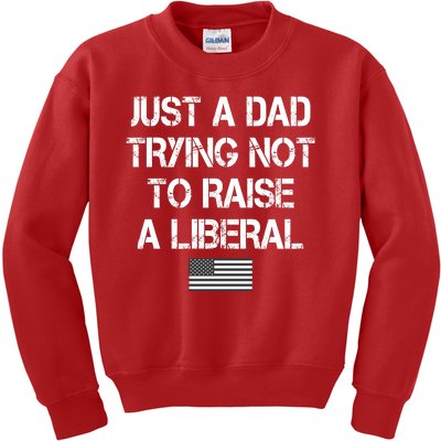 Just A Dad Trying Not To Raise A Liberal Father's Day Kids Sweatshirt