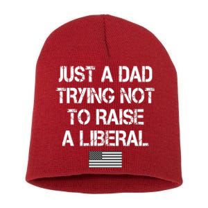 Just A Dad Trying Not To Raise A Liberal Father's Day Short Acrylic Beanie