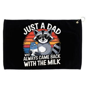 Just A Dad Who Always Came Back With The Milk Humor Raccoon Grommeted Golf Towel