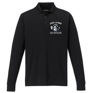 Just A Dad Who Came Back With Milk Funny Desin Performance Long Sleeve Polo