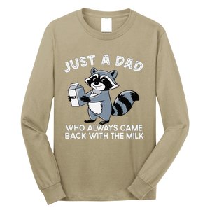 Just A Dad Who Came Back With Milk Funny Desin Long Sleeve Shirt