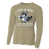 Just A Dad Who Came Back With Milk Funny Desin Cooling Performance Long Sleeve Crew