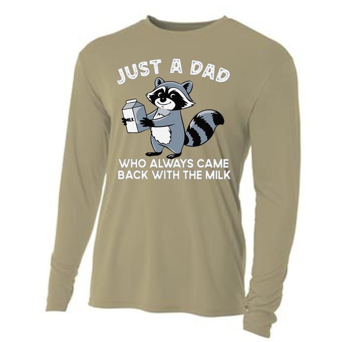 Just A Dad Who Came Back With Milk Funny Desin Cooling Performance Long Sleeve Crew