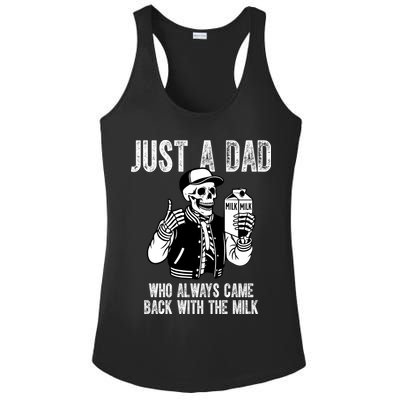 Just A Dad Who Always Came Back With The Milk Skeleton  Ladies PosiCharge Competitor Racerback Tank