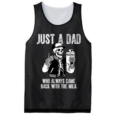 Just A Dad Who Always Came Back With The Milk Skeleton  Mesh Reversible Basketball Jersey Tank
