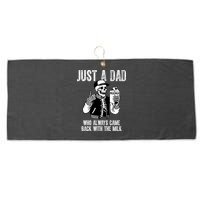 Just A Dad Who Always Came Back With The Milk Skeleton  Large Microfiber Waffle Golf Towel