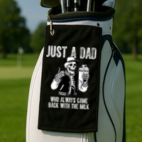 Just A Dad Who Always Came Back With The Milk Skeleton  Golf Towel