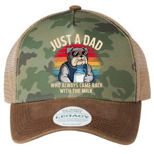 Just A Dad Who Always Came Back With The Milk Bulldog Father Legacy Tie Dye Trucker Hat