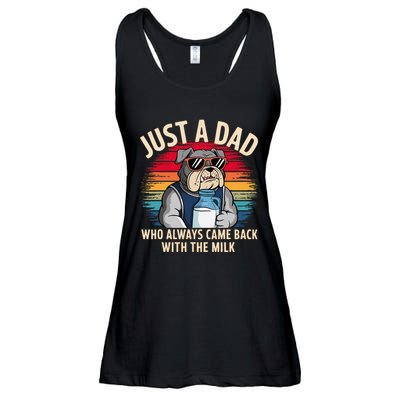 Just A Dad Who Always Came Back With The Milk Bulldog Father Ladies Essential Flowy Tank