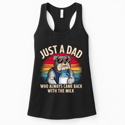 Just A Dad Who Always Came Back With The Milk Bulldog Father Womens Tank Top