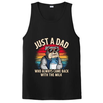 Just A Dad Who Always Came Back With The Milk Bulldog Father PosiCharge Competitor Tank