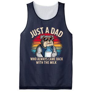 Just A Dad Who Always Came Back With The Milk Bulldog Father Mesh Reversible Basketball Jersey Tank