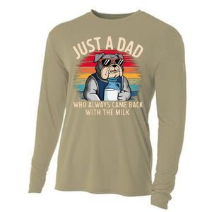 Just A Dad Who Always Came Back With The Milk Bulldog Father Cooling Performance Long Sleeve Crew