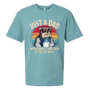 Just A Dad Who Always Came Back With The Milk Bulldog Father Sueded Cloud Jersey T-Shirt