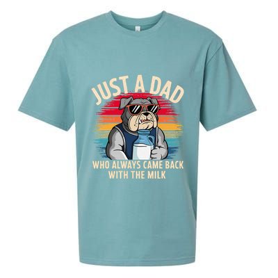 Just A Dad Who Always Came Back With The Milk Bulldog Father Sueded Cloud Jersey T-Shirt