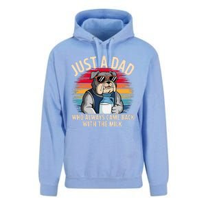 Just A Dad Who Always Came Back With The Milk Bulldog Father Unisex Surf Hoodie