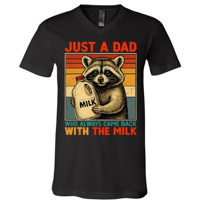 Just A Dad Who Always Came Back With The Milk - Fathers Day  V-Neck T-Shirt