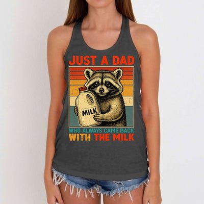 Just A Dad Who Always Came Back With The Milk - Fathers Day  Women's Knotted Racerback Tank
