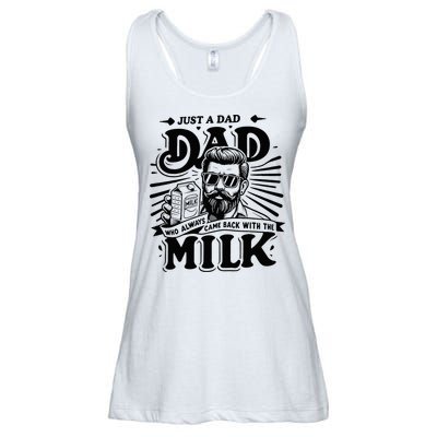 Just A Dad Who Always Came Back With The Milk Funny Father Ladies Essential Flowy Tank