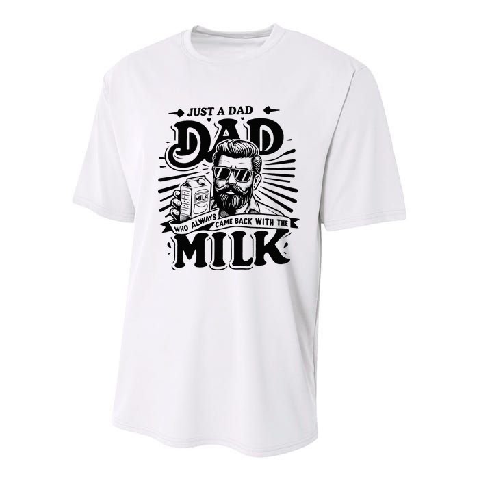 Just A Dad Who Always Came Back With The Milk Funny Father Youth Performance Sprint T-Shirt