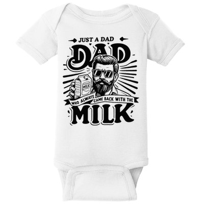 Just A Dad Who Always Came Back With The Milk Funny Father Baby Bodysuit