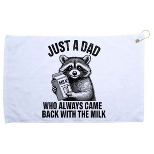 Just A Dad Who Always Came Back With The Milk Funny Raccoon Grommeted Golf Towel