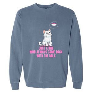 Just A Dad Who Always Came Back With The Milk Cute Cat Garment-Dyed Sweatshirt