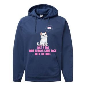 Just A Dad Who Always Came Back With The Milk Cute Cat Performance Fleece Hoodie