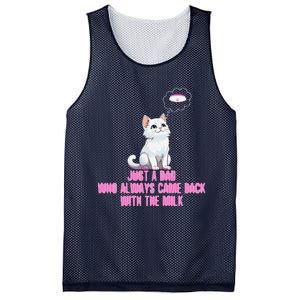 Just A Dad Who Always Came Back With The Milk Cute Cat Mesh Reversible Basketball Jersey Tank