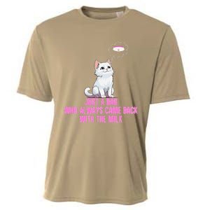 Just A Dad Who Always Came Back With The Milk Cute Cat Cooling Performance Crew T-Shirt