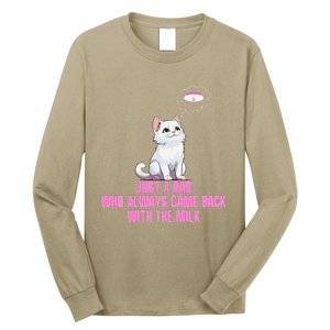 Just A Dad Who Always Came Back With The Milk Cute Cat Long Sleeve Shirt