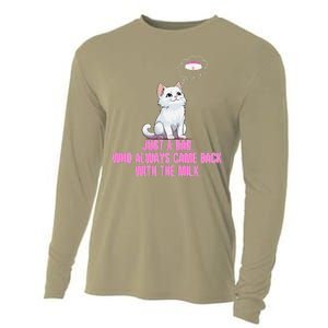 Just A Dad Who Always Came Back With The Milk Cute Cat Cooling Performance Long Sleeve Crew