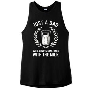 Just A Dad Who Always Came Back With The Milk Fathers Day Ladies PosiCharge Tri-Blend Wicking Tank