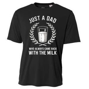 Just A Dad Who Always Came Back With The Milk Fathers Day Cooling Performance Crew T-Shirt