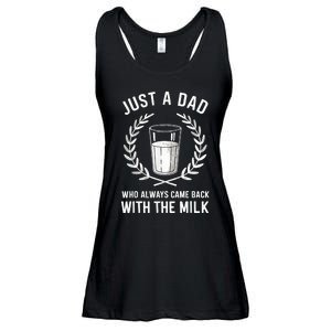 Just A Dad Who Always Came Back With The Milk Fathers Day Ladies Essential Flowy Tank